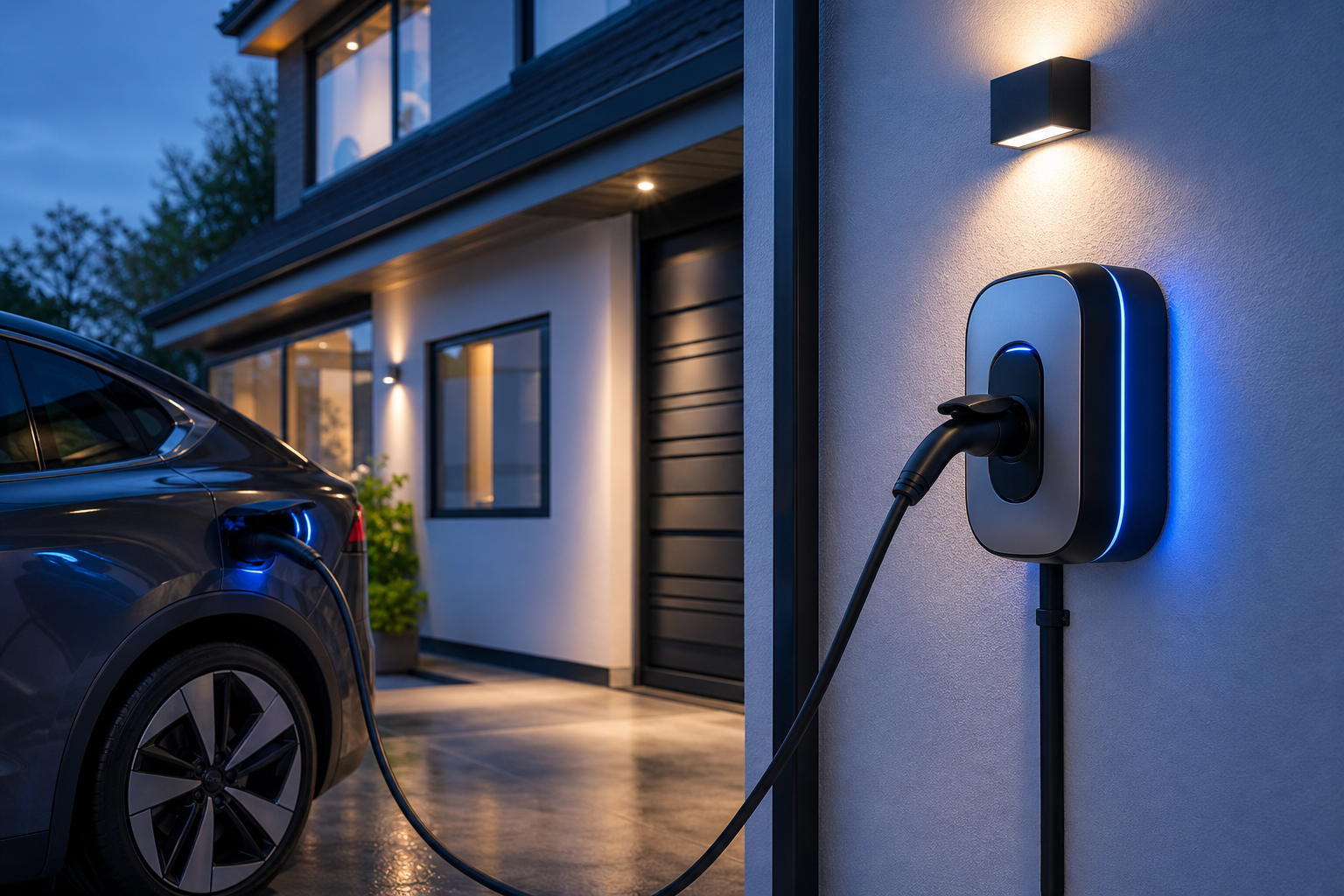 Wall mounted EV charger installation